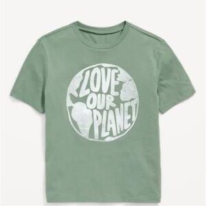 Old Navy Green Graphic T-Shirt with Love Our Planet